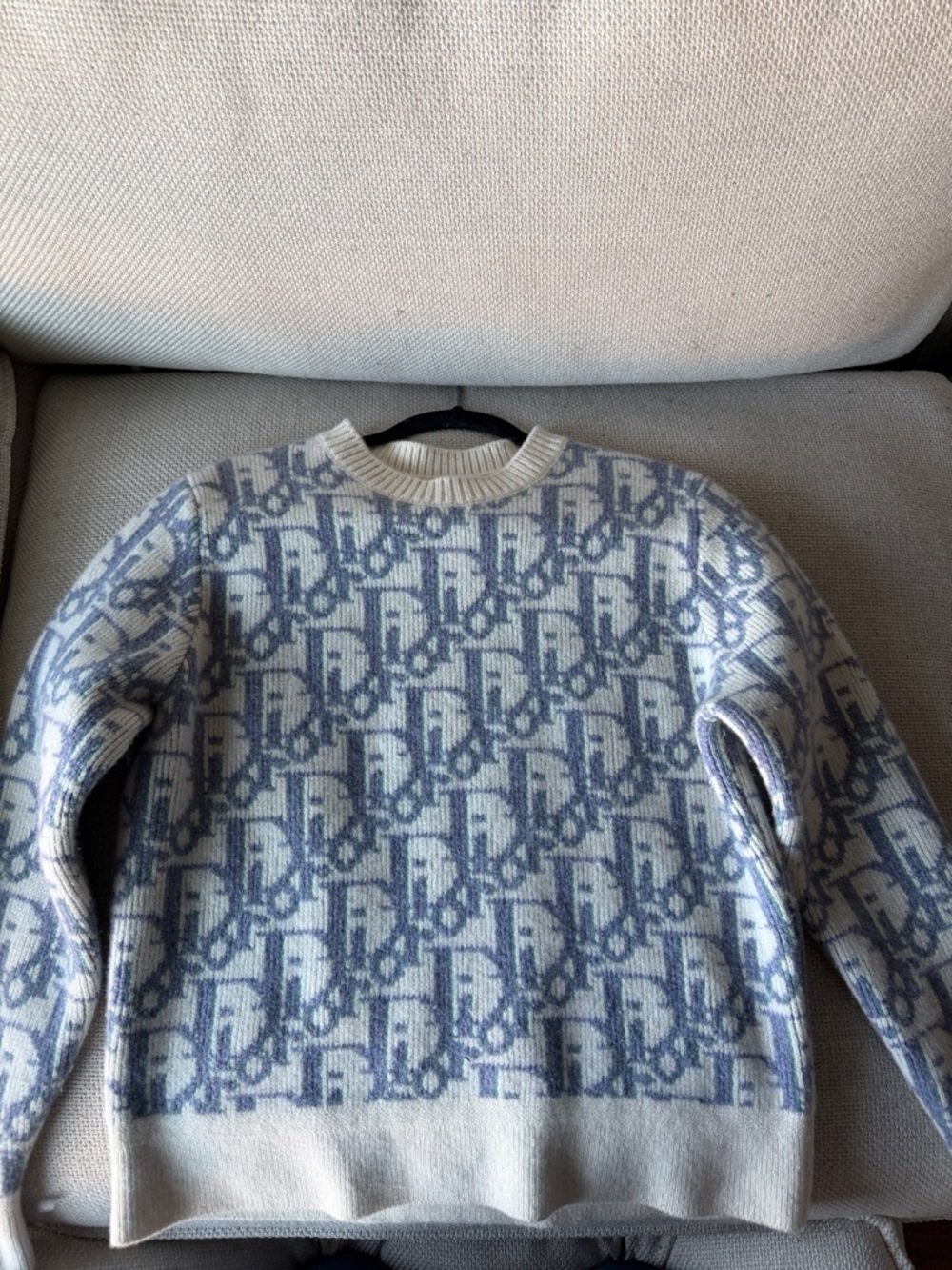 Dior Blue and Cream Monogram Crewneck Sweater
